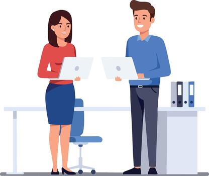 negocio colegas colaborando utilizando digital tabletas en moderno oficina ambiente vector