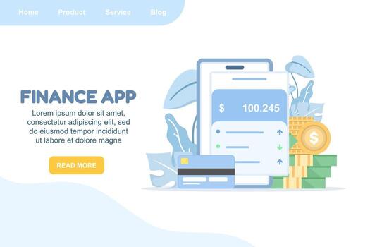 plano ilustración de fintech y móvil Finanzas aplicaciones concepto para sitio web plantillas, aterrizaje páginas, y moderno digital bancario tecnología soluciones para en línea plataformas vector