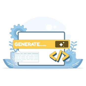 plano ilustración de formación con grande datos y máquina aprendiendo. concepto de asistido por ai contenido creación, artículo escribiendo, y código Generacion utilizando artificial inteligencia. vector