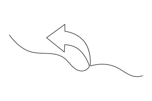 Continuous arrow icon in modern minimal line art style isolated for creative compositions vector