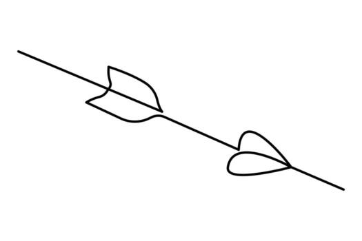 Stylish arrow symbol in one line art minimal design with smooth curve and clean contour vector