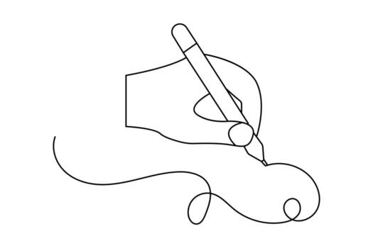 Minimalistic continuous line art of a ball pen in single stroke isolated outline illustration design vector