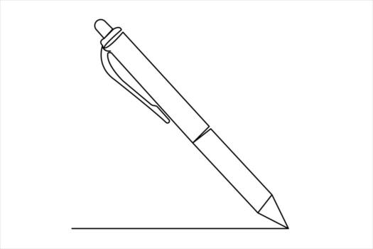 Ball pen continuous single line design isolated outline with artistic minimal illustration concept vector