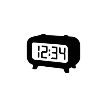 Digital alarm clock icon silhouette simple time display design for schedule reminder and morning wakeup isolated illustration vector