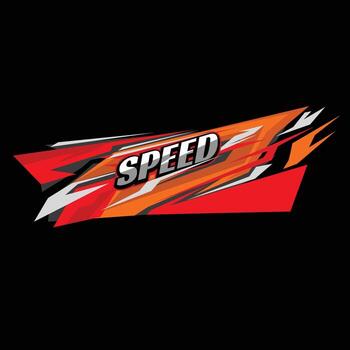 Dynamic racing car graphic speed stripe decal with bold fonts, ideal for vehicle branding, advertising, or car modification to create visually striking designs. vector