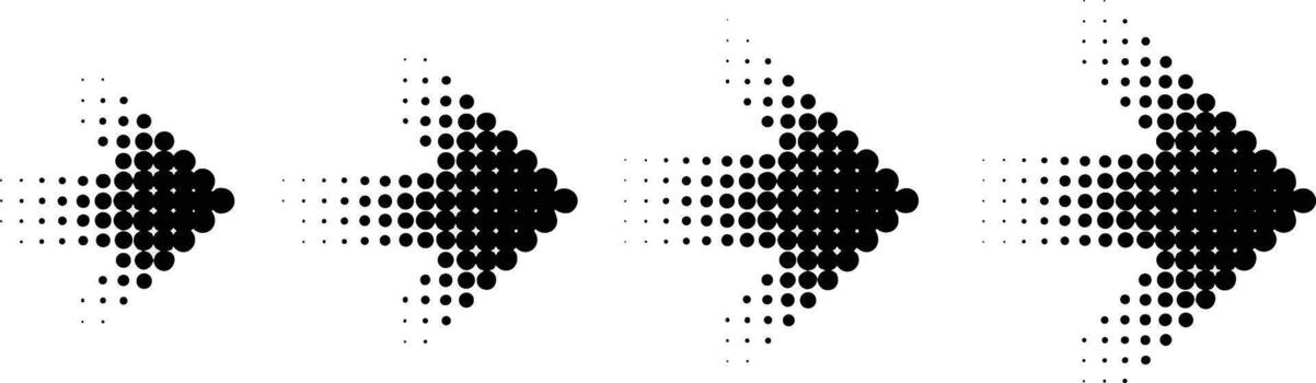 Black and White Dotted Arrow Pointing Right with Halftone Effect vector