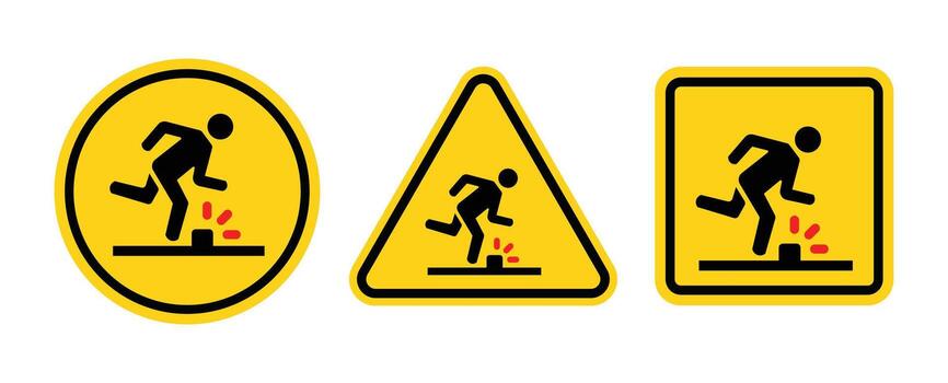 Warning Sign of Tripping Hazard with Person Falling on a Yellow Triangle vector
