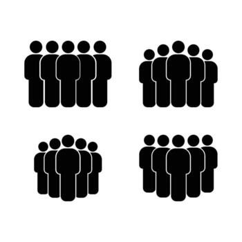 Set of Crowd Icons Representing Group of People Team Community and Population vector