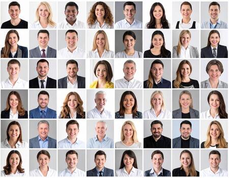 Vibrant collage of diverse individuals showcasing range of expressions and styles, reflecting unity and professionalism photo