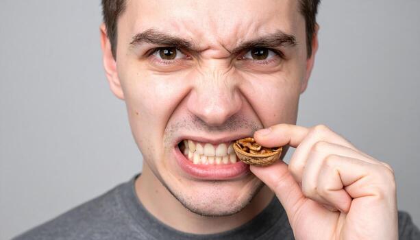 A man is biting into a cookie photo