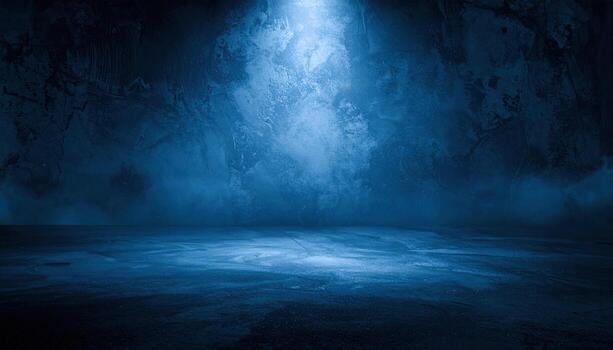 Stark monochromatic canvas of dark blue concrete, its texture symphony of smooth high fidelity, evokes sense of mystery and depth in this atmospheric space photo