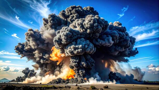 A large explosion is seen in the sky photo
