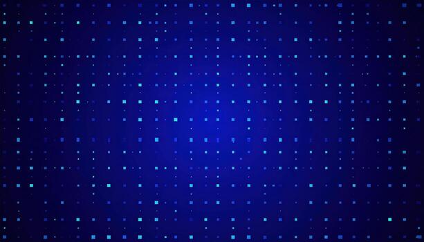 Deep indigo background dotted with vibrant blue pixels creates mesmerizing visual effect, resembling scattered high fidelity lights that shimmer beautifully photo