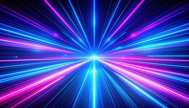 Vibrant display of neon lights radiating in blue, pink, and purple hues, creating dynamic and energetic atmosphere photo