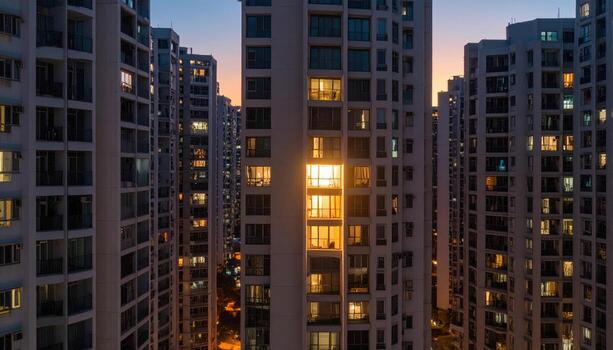A view of the city from the top of a tall building photo