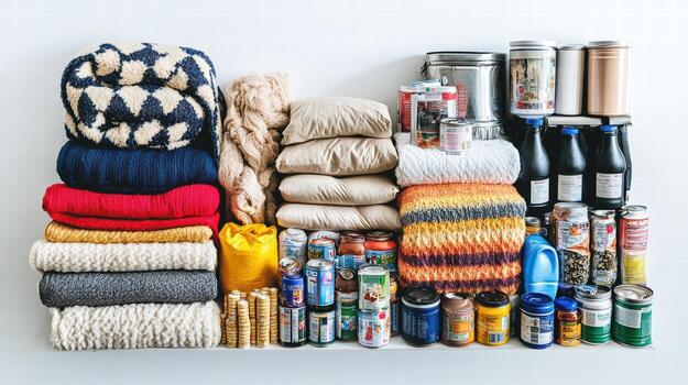 A shelf filled with various items photo