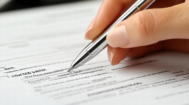 A person signing a contract with a pen photo