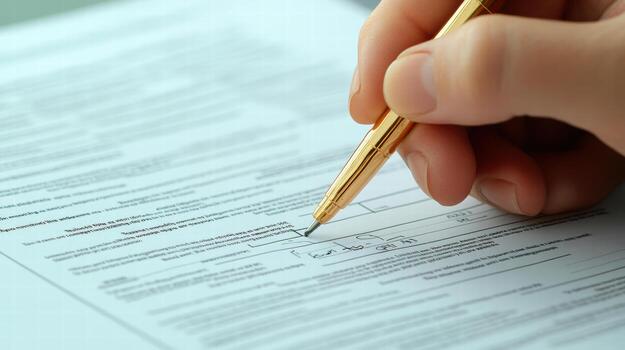 A person's hand writing a document photo