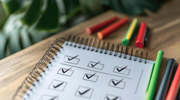 planner with checklist for reducing expenses and organizing tasks photo