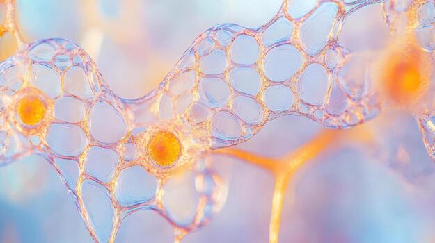 A close up of a cell membrane with a yellow and orange color photo