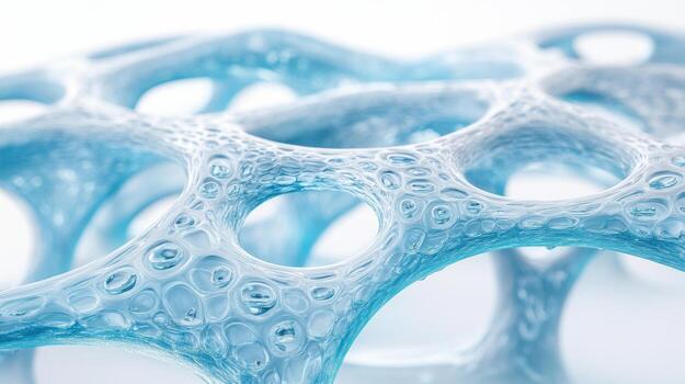 A close up of a blue liquid structure photo