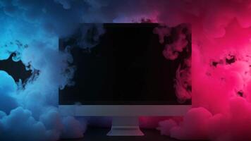 uma computador monitor com fumaça chegando Fora do isto video