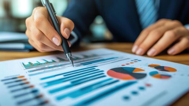 Analyzing data with graphs and charts for business insights photo