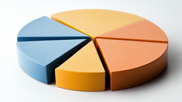 Colorful pie chart representing data segments and expenses photo