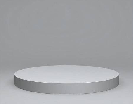 3d render of a round podium on a gray background photo