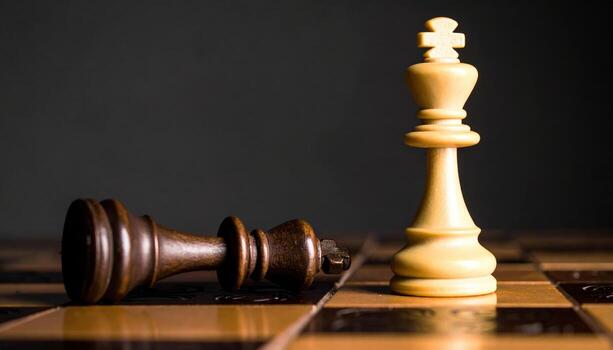 A chess piece and a king on a chess board photo