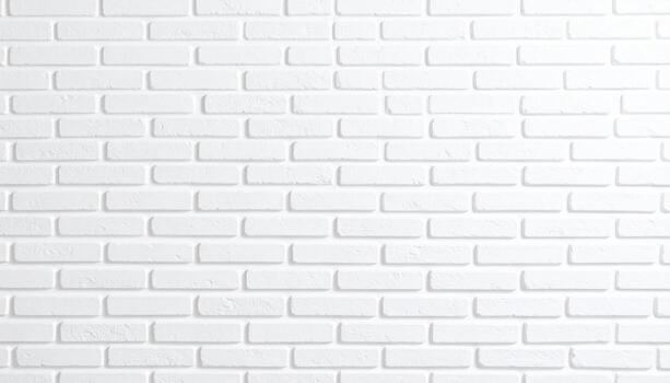 Clean white brick wall background with textured surface and uniform pattern, ideal for modern interior design or architectural projects. Bright and minimalistic aesthetic creates fresh atmosphere photo