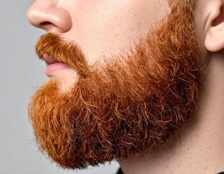 A close up of a man with a red beard photo