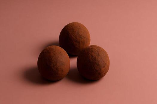 Natural textured background of three clay balls on soft surface minimalistic setup artistic presentation photo