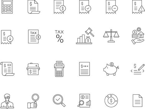 Accounting Tools Icon Set Linear Style vector
