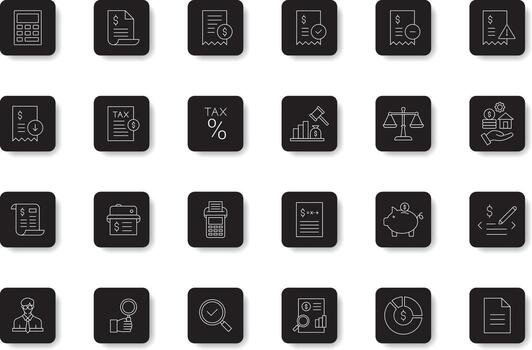 Accounting Tools Icon Set App Style With Shadow vector