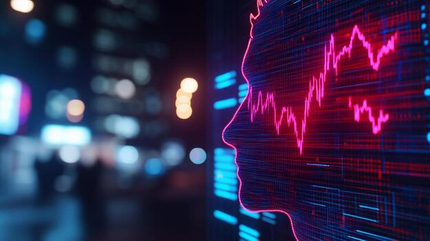 Digital Mind Neural Network and Stock Market Data Visualization photo