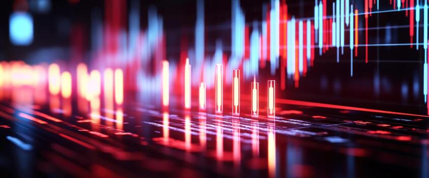 Dynamic Financial Market Data Visualization Abstract Representation of Stock Prices and Trading Activity photo