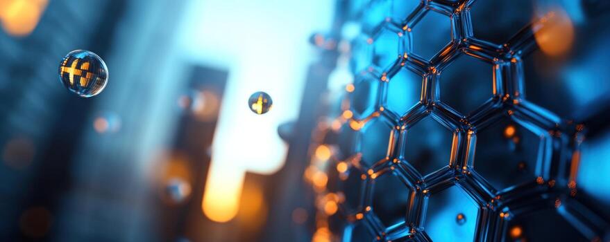 Abstract Hexagonal Structure with Floating Spheres photo