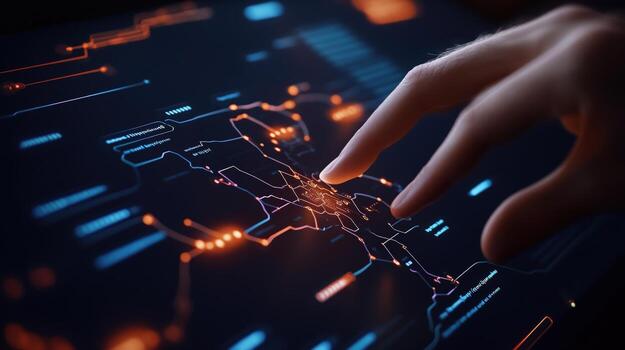 Interactive Digital Map Interface Exploring Global Connections photo