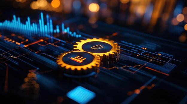 Interlocking Gears and Data A Symbol of Technological Synergy and Progress photo