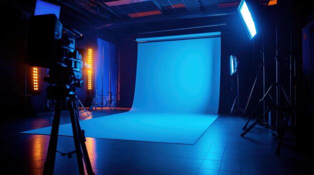 Blue Studio Setup Professional Filmmaking Environment photo