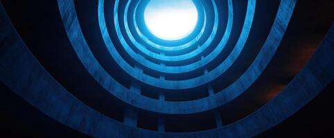 resumen azul circular arquitectura un concéntrico espiral de hormigón y ligero foto