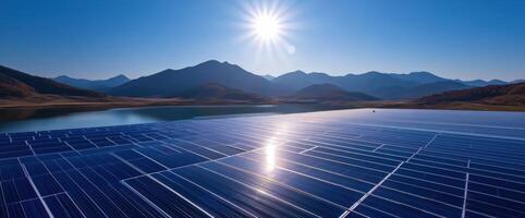 solar poder en montañoso paisaje un sostenible energía solución foto