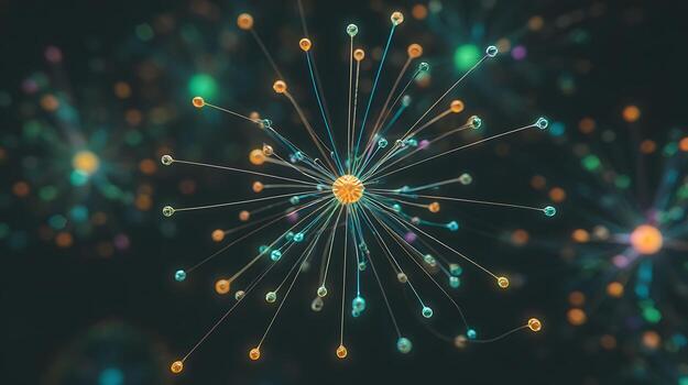 iluminado red de brillante partículas y conectando líneas. foto