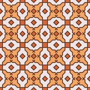 Geometric Ornamental Tile Design with Interlocking Shapes and Earth Tone Hues Pattern vector
