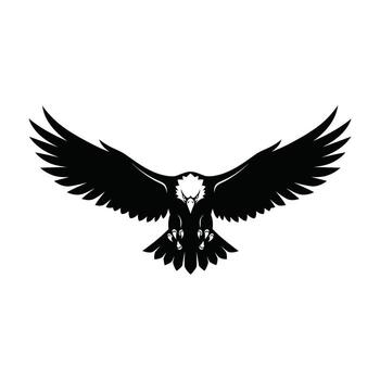 Art of silhouette of an eagle with spread wings, representing freedom, power, and soaring flight vector