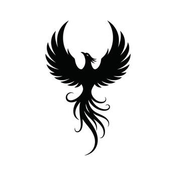 Art of silhouette of a mythical phoenix with wings spread vector