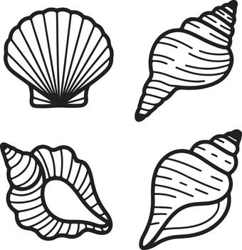 Seamless pattern of seashells starfish and ocean elements for summer beach design vector