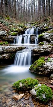 A small waterfall in the woods photo