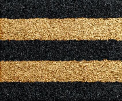A black and gold striped rug with a gold stripe photo